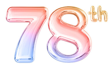 78th Anniversary Gradient Number 3D Illustration