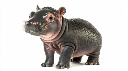 Obraz premium the baby hippo showing off his tiny feet, standing in a relaxed pose, isolated on white background