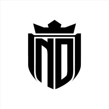recommend clip art: ND Logo with shield shape inside shield badge crown on white background template design