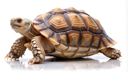 Fototapeta premium Silhouette of a sulcata tortoise on white background with clipping path