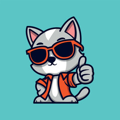 Cool Cat in Sunglasses and Casual Clothes