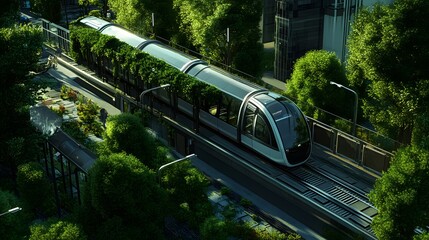 Fototapeta premium Advanced futuristic metropolis with automated public transport systems and innovative green urban infrastructure