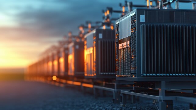 Modern Low Voltage Switchgear Units at Sunset