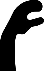 Human hand Gesture icon in trendy black flat style. Hand drawn Emoji. Perfect vector for communication, body language, design element. Raise hand Waving sign symbol isolated on transparent background.