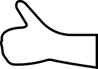Human hand Gesture icon in trendy black line style. Hand drawn Emoji. Perfect vector for communication, body language, design element. Thumb up sign illustration isolated on transparent background.