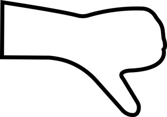 Human hand Gesture icon in trendy black line style. Hand drawn Emoji. Perfect vector for communication, body language, design element. Thumb down sign illustration isolated on transparent background.