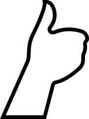 Human hand Gesture icon in trendy black line style. Hand drawn Emoji. Perfect vector for communication, body language, design element. Thumb up sign illustration isolated on transparent background.