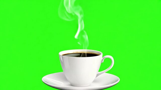 Americano, hot coffee on a green screen