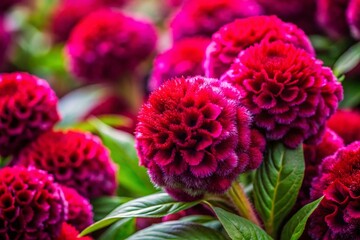 Dark Pink Red Cockscomb Flower Velvet Texture - Nature Banner Background for Elegant Designs