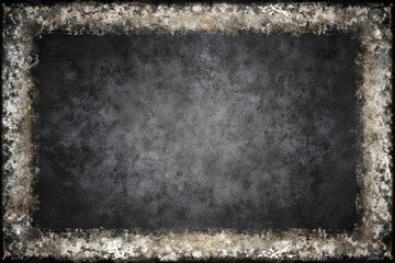 Obraz premium Wide-angle distressed black textured background with thick white grunge border