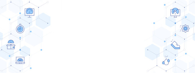 Speed Banner Vector Illustration with Two-sided Icon Style. Line Duotone icon. Containing running, gear, water drop, speed dating, slow speed, speedometer, speed