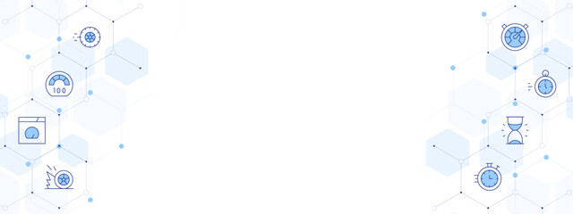 Speed Banner Vector Illustration with Two-sided Icon Style. Line Duotone icon. Containing sand clock, stopwatch, productivity, fast time, wheel, speed limit, speed, browser