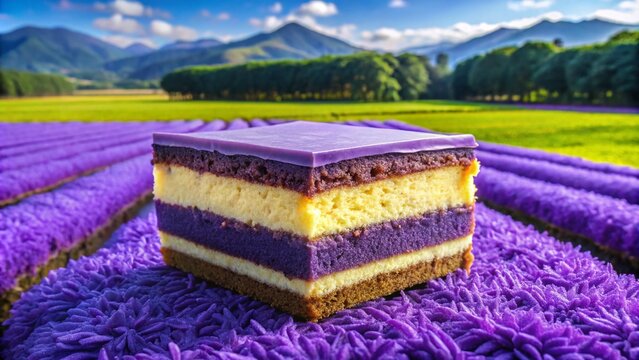 Delicious Ube Biko Cake with Yema Topping - A Sweet Filipino Dessert Delight