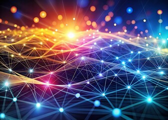 Fototapeta premium Digital Wave Network Connection Background with Bokeh Effect for Tech Innovations