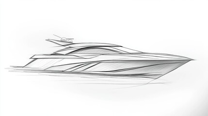 Sleek modern yacht design sketch featuring clean lines and a minimalist aesthetic in a contemporary marine layout