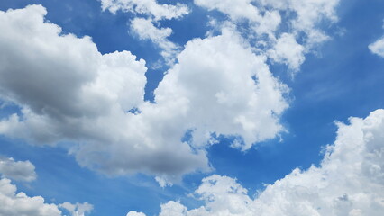  Blue sky in summer with tiny clouds. Clear Sky. Elegant empty sky background. Horizon Spring, Blue sky background with soft white clouds. Cumulus clouds, 
