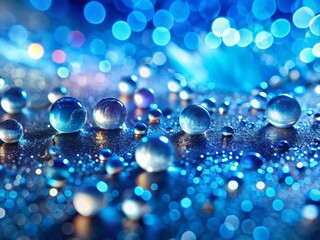 Dreamy Blue Light Reflections on Water Droplets - Abstract Bokeh Effect Photography