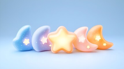 Vibrant 3D Rendered Vitamin Star and Moon Gummies for Healthy Fun Kids  Nutrition