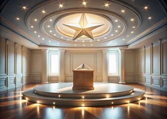 Empty Room Podium Mockup with Star Hole - Endless Loop 4K Tilt-Shift Photography