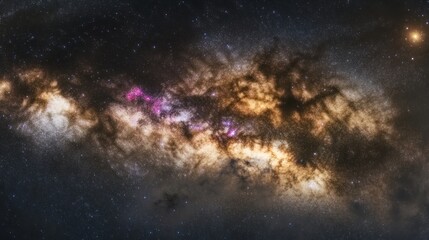 Obraz premium A stunning view of the Milky Way galaxy, a swirling mass of stars and gas.