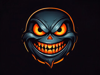 Naklejka premium Evil Halloween Smile Logo with Spooky and Nostalgic Elements - generated by ai