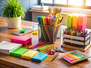 Obraz premium Essential Office and Study Stationery Icons for Productivity and Creativity