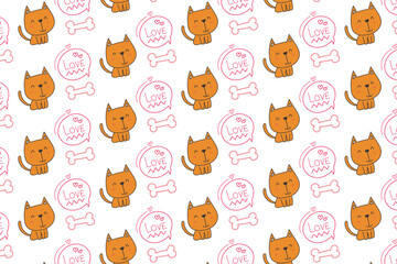 cute cat and bone pattern for kids gift wrapping 