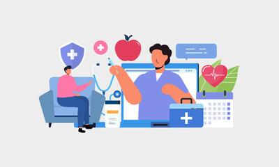 Telemedicine concept vector illustration. Doctor concept