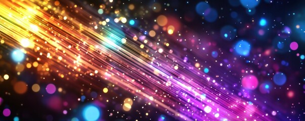 Obraz premium Colorful Abstract Light Streaks and Bokeh Overlapping Creating Vibrant Meteor Shower Effect