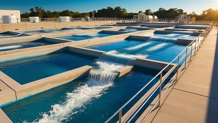 Obraz premium Clean Waters Ahead: AI-Generated Industrial Wastewater Treatment in Action