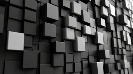 Monochrome Cubist Geometric Wall Pattern