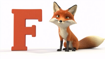 Obraz premium Curious Fox with the Letter F in Vibrant Style