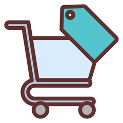 Shopping Cart Outline Color Icon