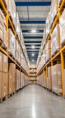 Exploring the efficiency of modern warehousing a look inside a spacious industrial storage facility with tall shelves and organized pallets