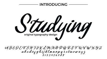 Studying Font Stylish brush painted an uppercase vector letters, alphabet, typeface