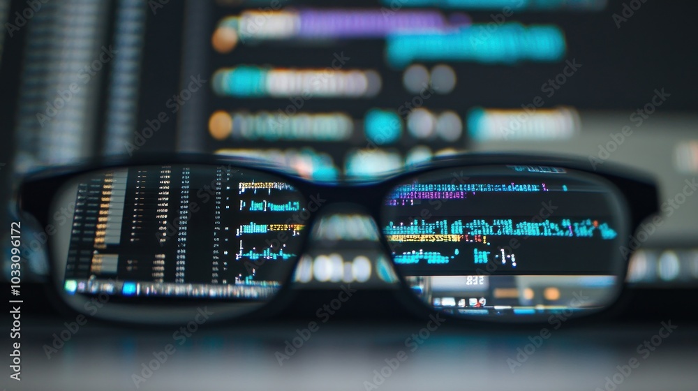 Poster A Pair of Eyeglasses Reflecting Computer Code