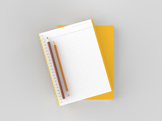 notebook with colorful pen and withe background 