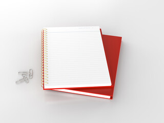 notebook with colorful pen and withe background 