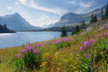 Majestic alpine landscape in Glacier National Park.