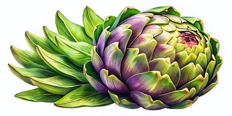 Obraz premium High Dynamic Range Vector Watercolor Artichoke Design Element for Fresh Food Illustrations