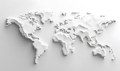 3D world map simple design white background