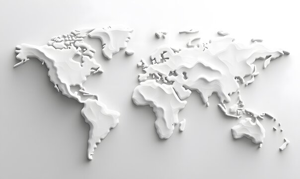 Fototapeta 3D world map simple design white background