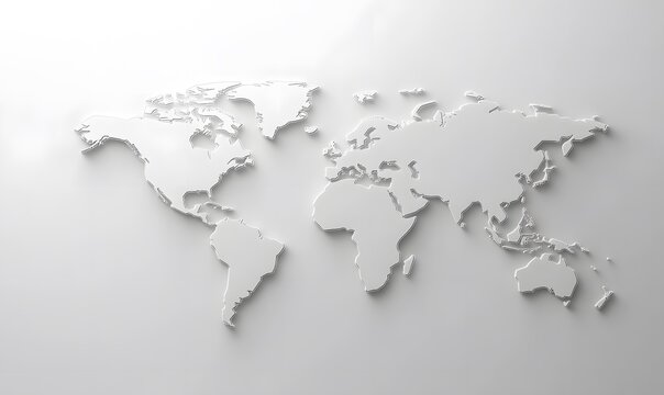 Fototapeta 3D world map simple design white background