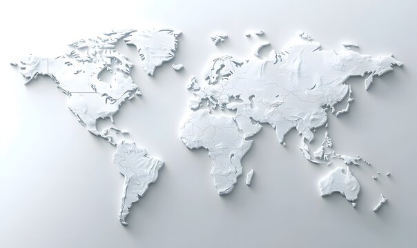 Fototapeta 3D world map simple design white background