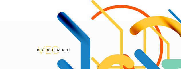 Abstract background. Circles and colorful round shape lines. Linear geometric minimal design