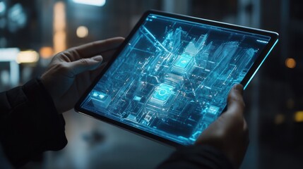 Futuristic Cityscape on a Tablet