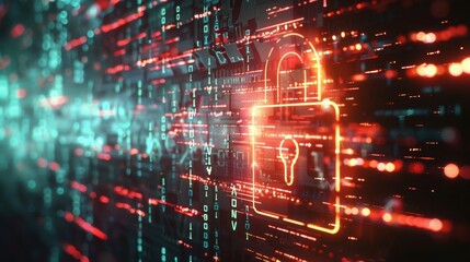 Obraz premium Cyber Security Digital Lock Background
