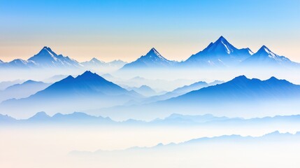 Fototapeta premium Majestic Mountain Panorama in Ethereal Mist and Haze