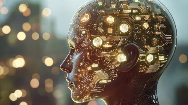 AI brain with emotional intelligence circuits, allowing AI systems to understand and respond to human emotions in a more empathetic and nuanced way
