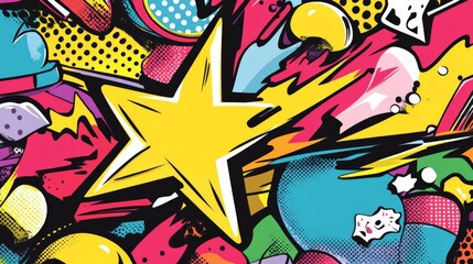 Fototapeta premium Vibrant Pop Art Explosion with Retro Comic Book Elements